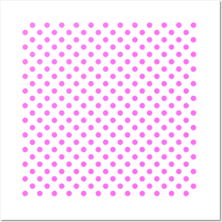 Pink Polka Dots Pattern on White Background Posters and Art